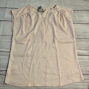 Ann Taylor Petite Blush Split Neck Top